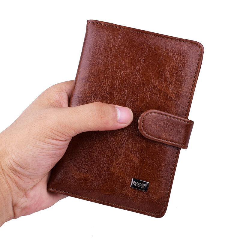 Держатель для паспорта на застежке для мужчин и женщин, кожаный кошелек для документов, кредитных карт