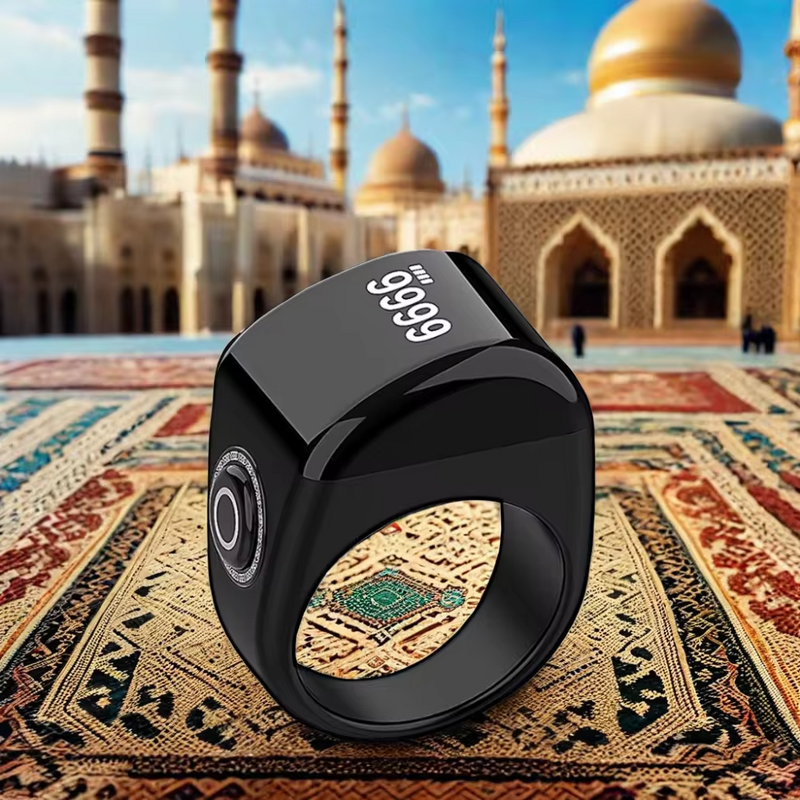 Muzułmański pierścionek Zikr Smart Tasbih z kontrola aplikacji licznikiem palców i funkcją budzika