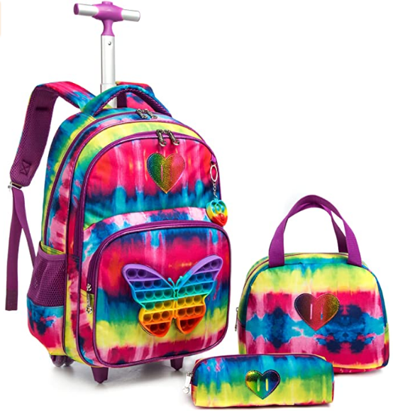 3 sztuk dziewczyny toczenia plecaki do szkoły plecak szkolny dla dzieci z kółkami do szkolna torba na kłókach dzieci toczenia torby bagażowe