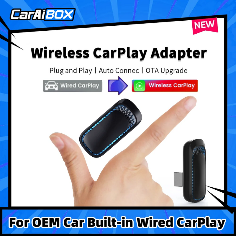 CarAiBOX 무선 카플레이 어댑터, USB 플러그 앤 플레이, 스마트 링크, 휴대폰 자동 연결, 카플레이 동글