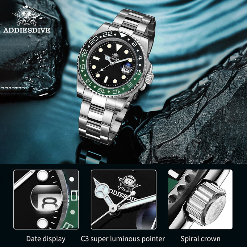 Addiesdive neue 41mm Männer Luxus automatische mechanische Uhren Männer nh35a Edelstahl wasserdichte Uhr Relogio Masculino