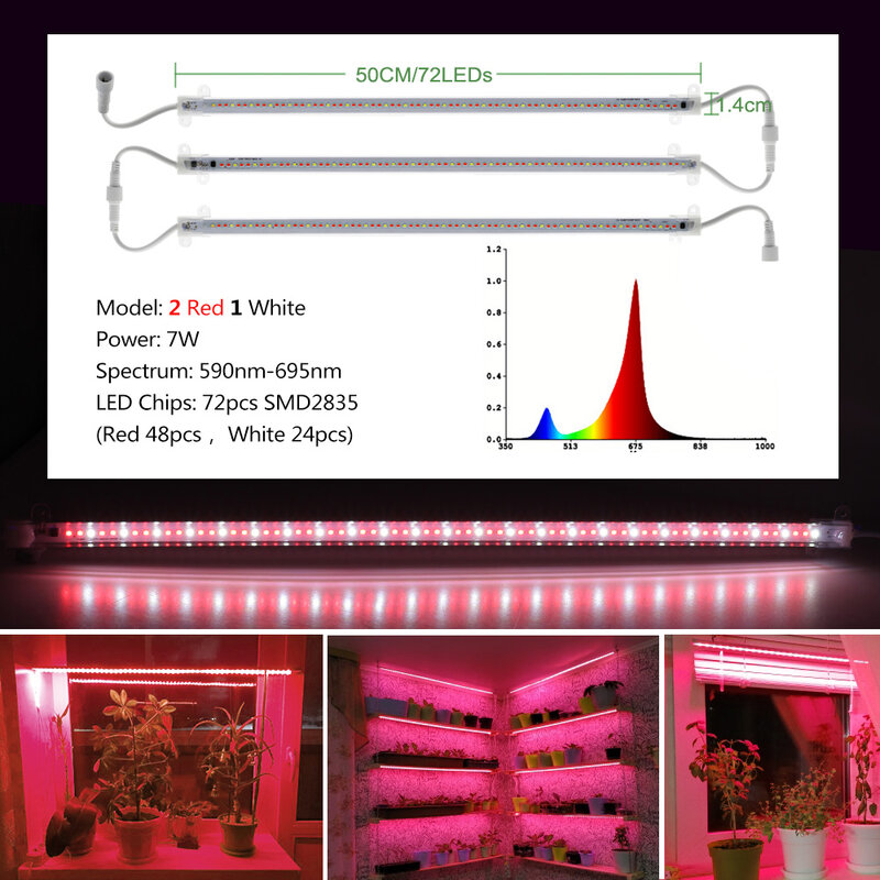 Лампы светодиодные полного спектра для выращивания растений, 220 В, 7 Вт