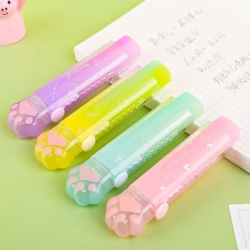 Cute Jelly Color Erasers for Kids Kawaii Cat Claw Rubber Pencil Erasers School Stationery Office Supplies Correction Tools