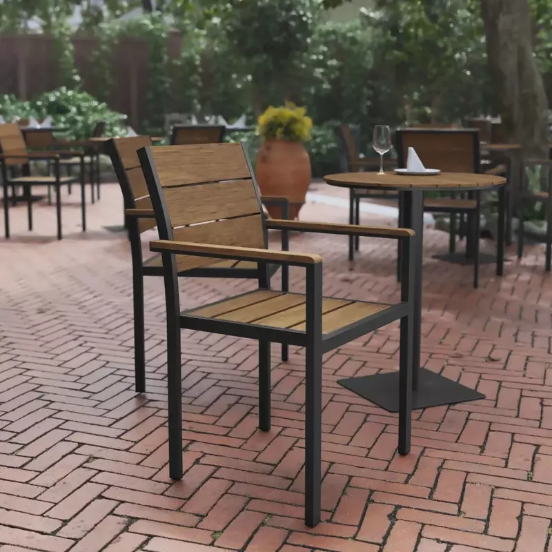 Krzesła do kuchni naturalne/Grey krzesła do jadalni komercyjne krzesło tarasowe z podłokietnikami do układania w stosy krzesło meble