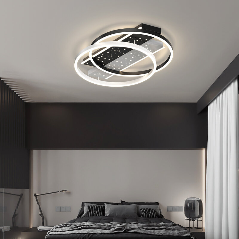 북유럽 모던 미니멀리스트 분위기 LED 천장 조명, 3 색 밝기 조절, 창의적인 거실 다이닝 룸 침실 램프