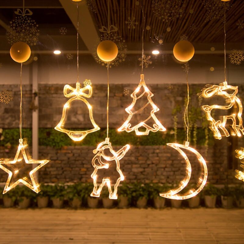 Luci a LED natalizie Creative di alta qualità LED Star Moon Garland Fairy String Lights lampada da finestra con ornamento per albero di natale