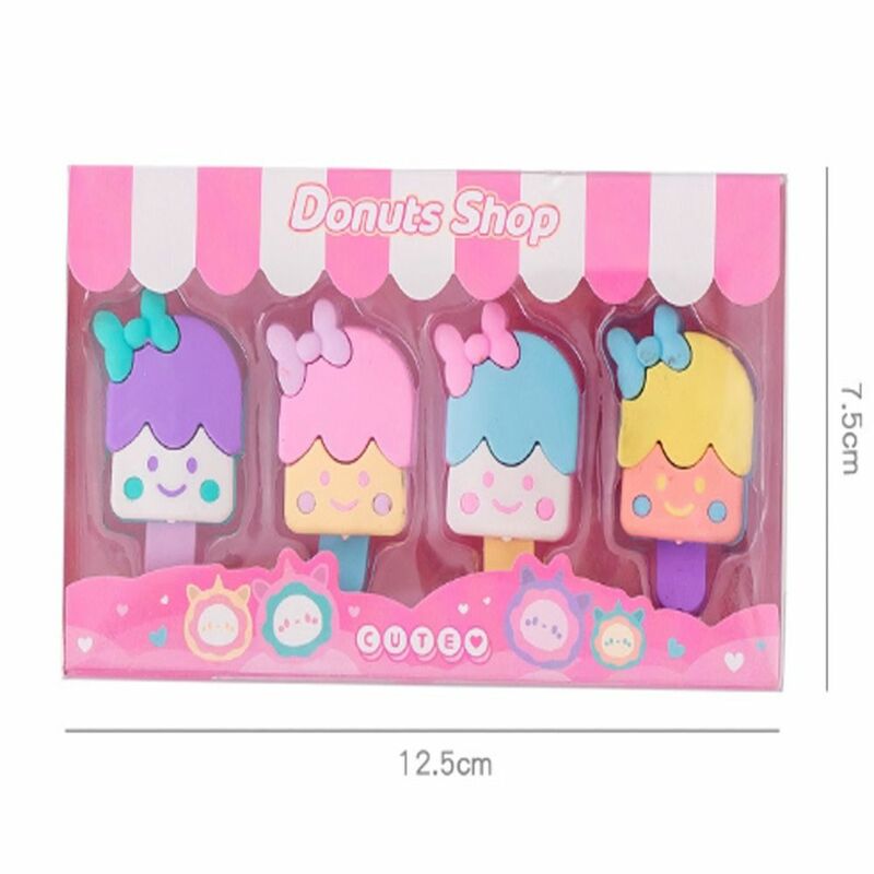 4Pieces/Boxes Color Random Ice Cream Stationery Lollipop Rubber Popsicle Eraser Detachable Rubber Eraser Cute Erasers