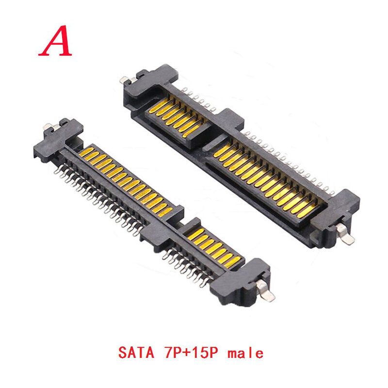 NEW DIY SATA Interface Socket SSD Solid State Drive Seat 7+15P 22PIN Male Seat Sinking Plate Patch Type Connector Port