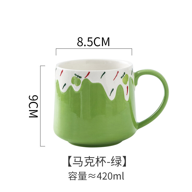 Cangkir keramik lucu, cangkir buah susu teh kopi dengan pegangan 400ml peralatan minum hadiah bagus