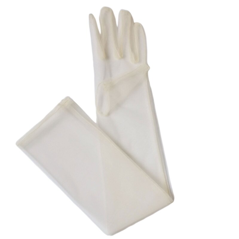 X7YC guanti lunghi in Tulle da donna guanti a gomito da sposa guanti a dita intere guanti da abito guanti Ultra sottili per la festa di nozze