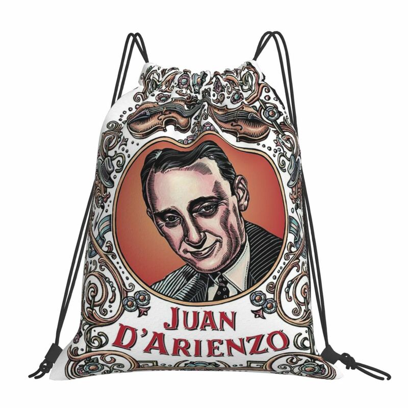 Juan D'Arienzo Backpacks Casual Portable Drawstring Bags Drawstring Bundle Pocket Sports Bag BookBag For Man Woman School
