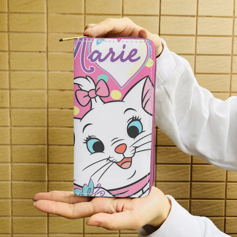 Disney Marie Cat W7960 Anime Briefcases Wallet Cartoon Zipper Coin Bag Casual Purses Card Storage Handbag Unisex Gift