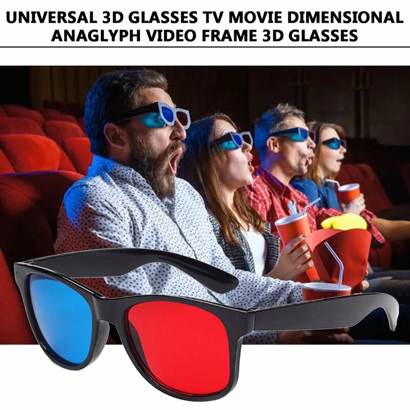 Lunettes 3D universelles avec cadre vidéo, lunettes de film TV, verre de jeu DVD, anaglyphe Dimenmail.com, document rouge et bleu