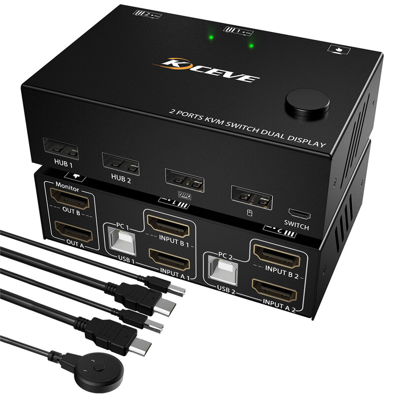 Hdmi 60Hz Kvm 2 In 2 Out Dual Monitor Switcher Controles 2 Computers Of Laptop Monitoren Dual Input Display geen Driver Nodig