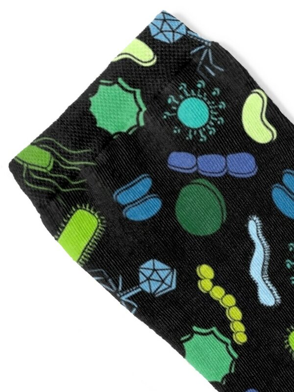 Chaussettes chaudes personnalisées pour hommes et femmes, chaussettes hip hop, microbiologie, document sur noir, vente en gros