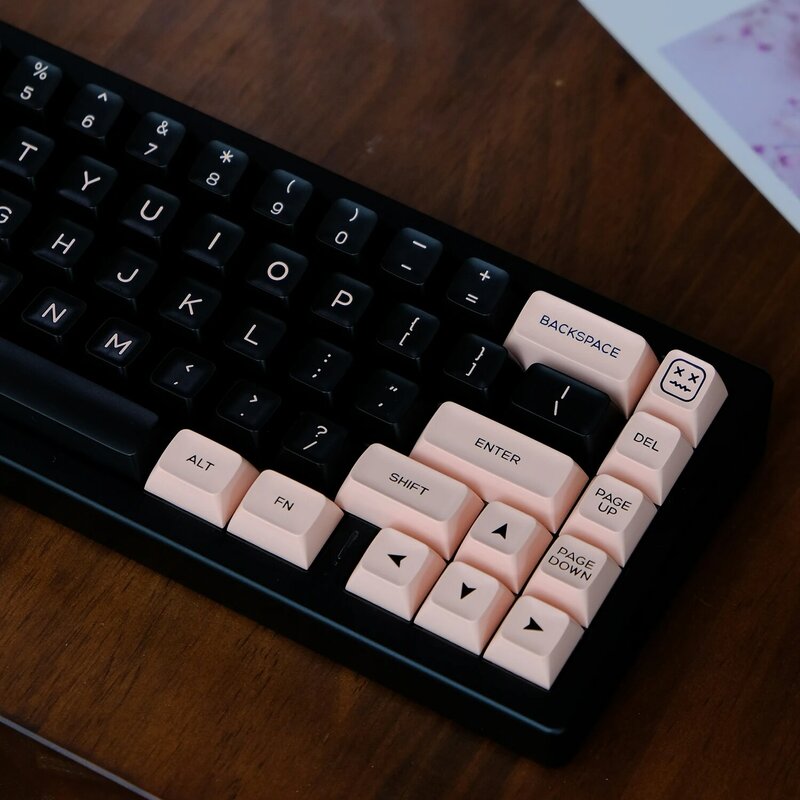 Kbdiy 142 tasten sa profil keycap set double shot schwarz und pink pbt keycaps für mechanische tastatur gaming mx schalter gmk67 75