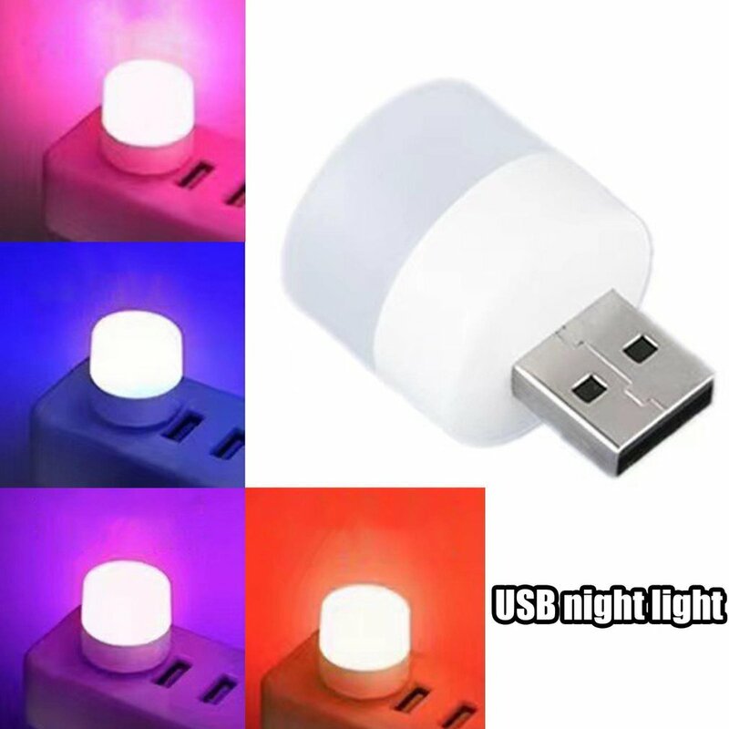 Luces de noche USB portátiles, Mini bombilla LED decorativa de 6 colores, compacta, ahorro de energía