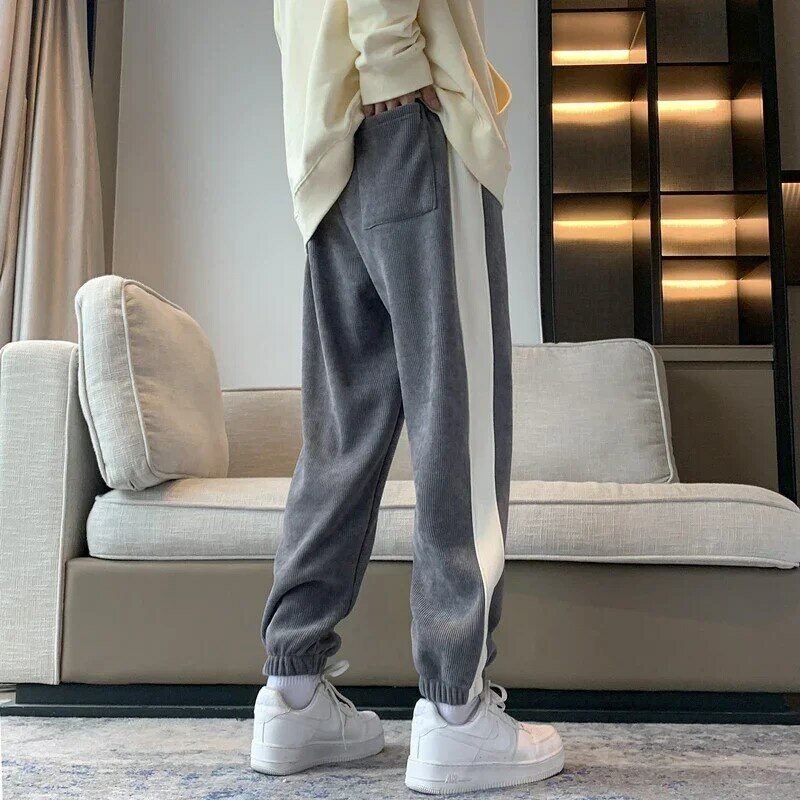 Sztruksowe nowe jesienne spodnie dresowe męskie workowate klasyczne joggersy moda Streetwear luźne spodnie haremowe
