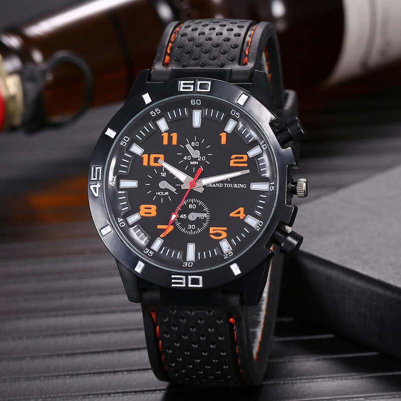 Esporte silicone masculino relógio de moda clássico luxo corrida negócios dial casual quartzo masculino relógio presentes para homem