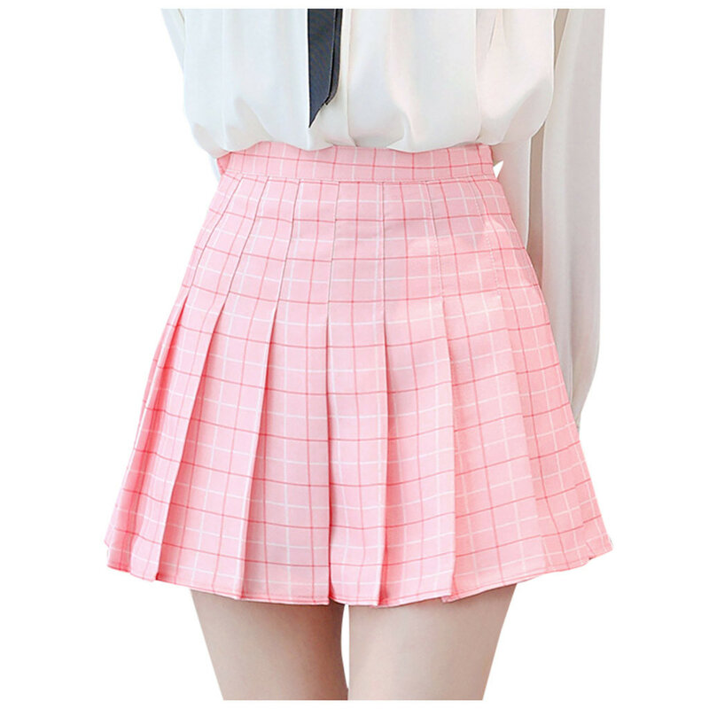 Falda plisada de cintura alta y2k para mujer, minifalda informal Kawaii de línea a cuadros, Tenis negro, uniforme escolar japonés para niña