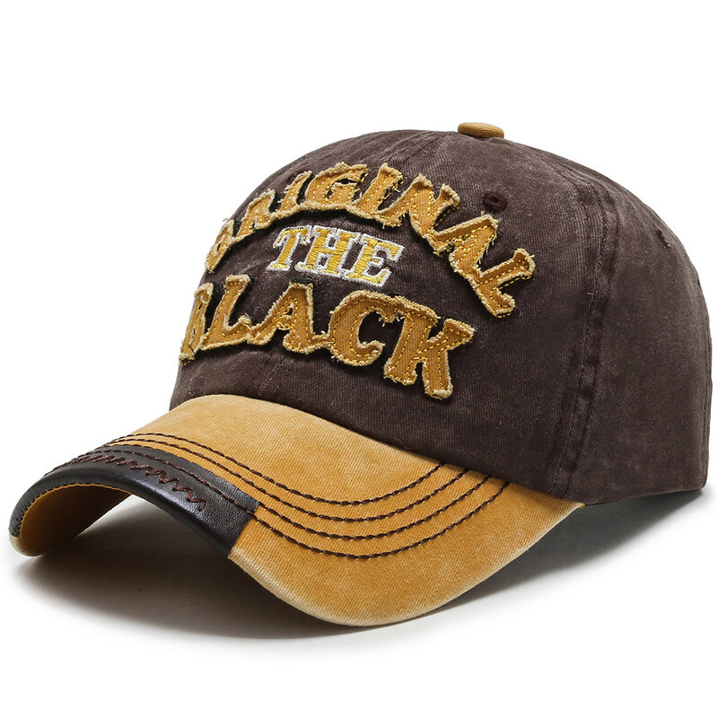 New Retro Washed Baseball Cap Fitted Cap Snapback Hat for Men Bone Women Gorras Casual Casquette Letter Black Cap