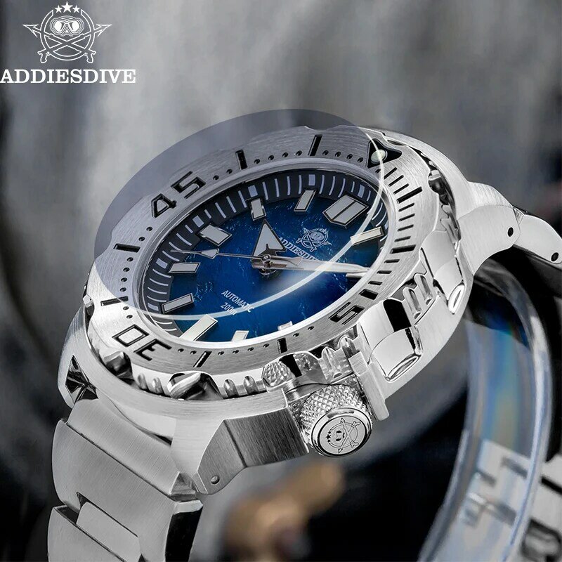 ADDIESDIVE New Men Diver Watch AD2047 zaffiro sintetico 20Bar impermeabile Relojes Para Hombre orologio meccanico automatico in cristallo