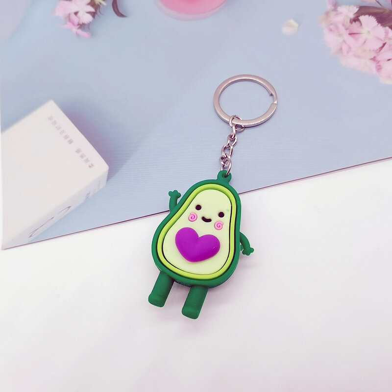 1pc Cartoon Avocado Key Chain Doll Key Ring Gift for Women Girls Bag Pendant Figure Charms Key Chains Jewelry Silicone Keychain