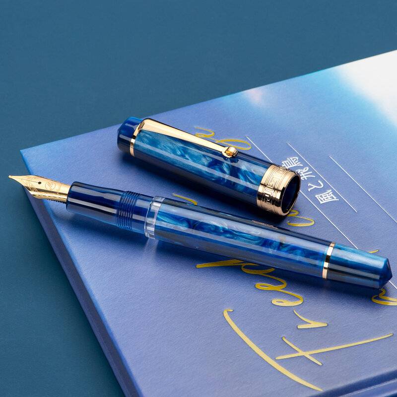 Ручка перьевая Asvine P20 с наконечником EF/F/M, акриловые узоры, гладкая офисная ручка с золотым зажимом для письма