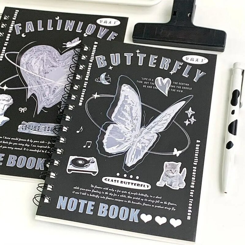 Minimalistyczny notatnik na cewkę A5 50 arkuszy Cartoon Retro przybory szkolne Butterfly Student papiernicze szkoła