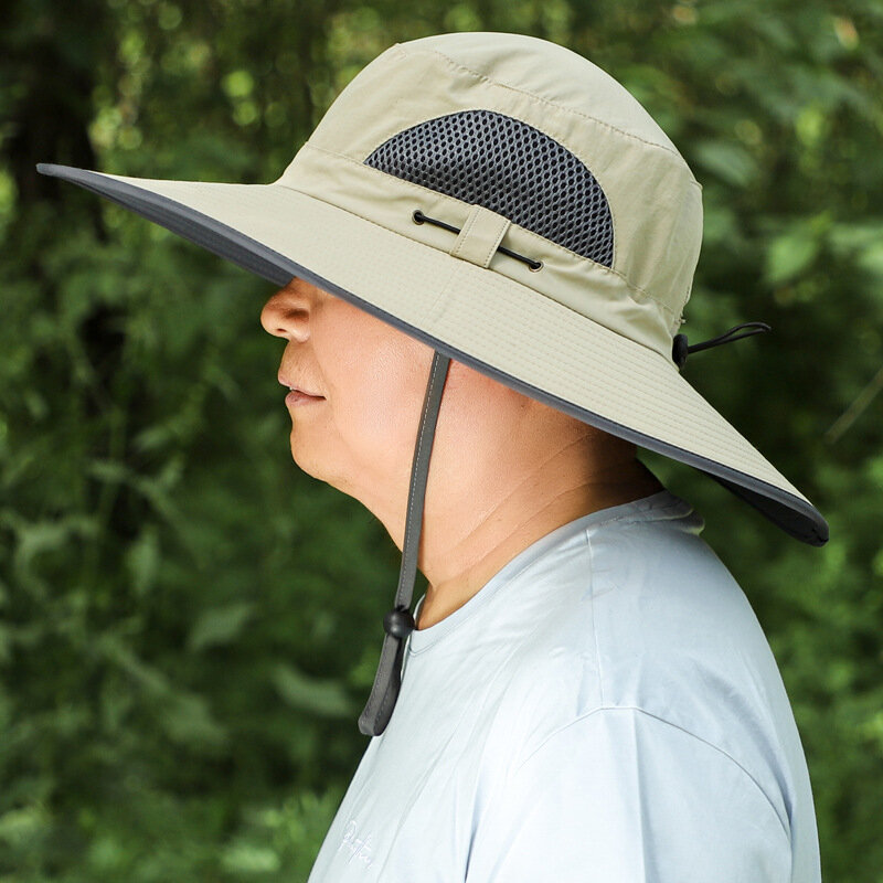 Chapéu de sol masculino, cabeça grande em volta do chapéu, tamanho grande, cabeça grande, cara grande, gorda masculina, chapéu de pescador, boné protetor solar, 60-65cm