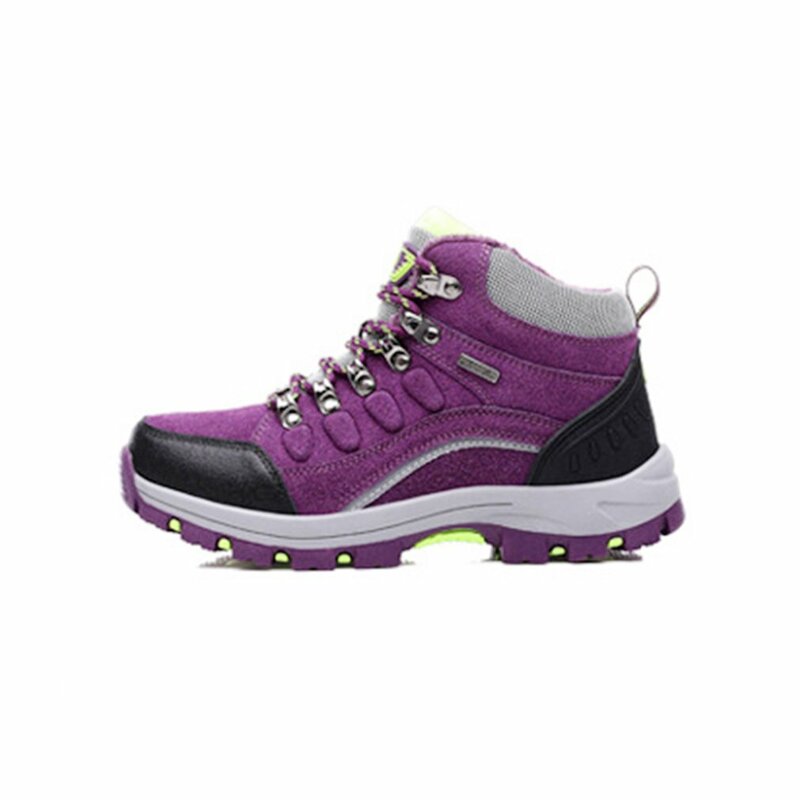 Sapatos femininos de escalada quente, botas de caminhada com cadarço, botas antiderrapantes respiráveis ao ar livre, esportes casuais plus-down, inverno