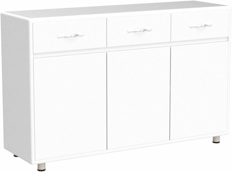 Storage Drawer File Cabinet Side Cabinet Entryway Console Side Tableswith  Drawers and Three Doors for Office or Kitchen Room