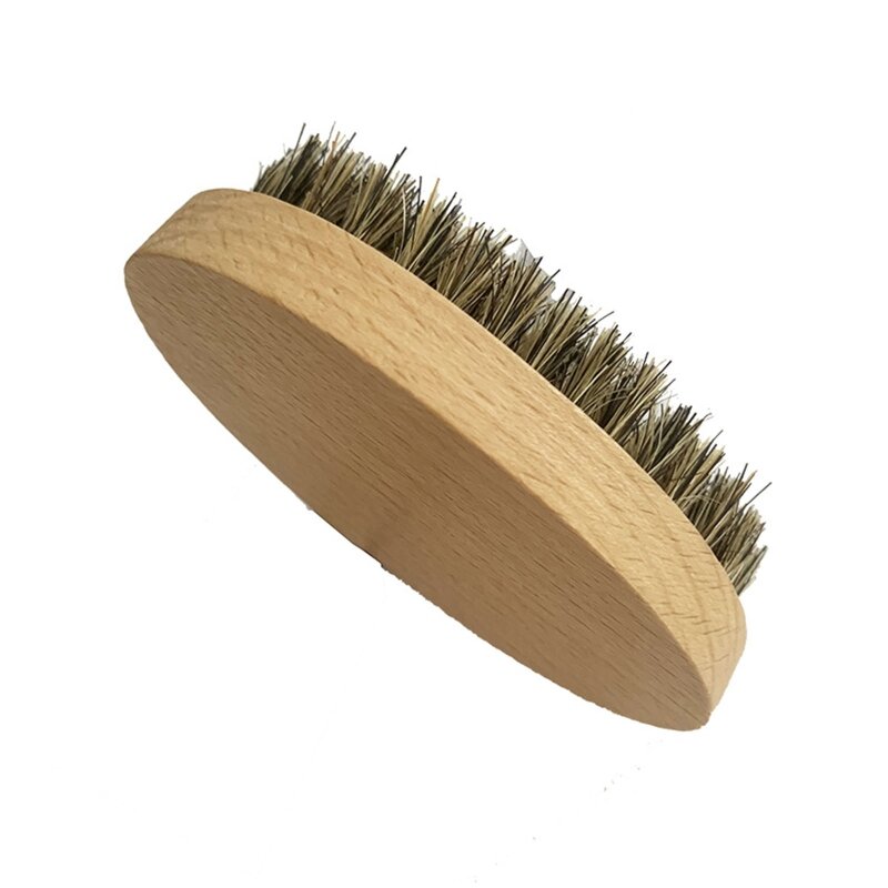 Peine de barba con mango de madera ovalado, cepillo de aseo de barba, cepillo de cerdas de jabalí, herramienta de aseo de barba para un aseo perfecto, envío directo