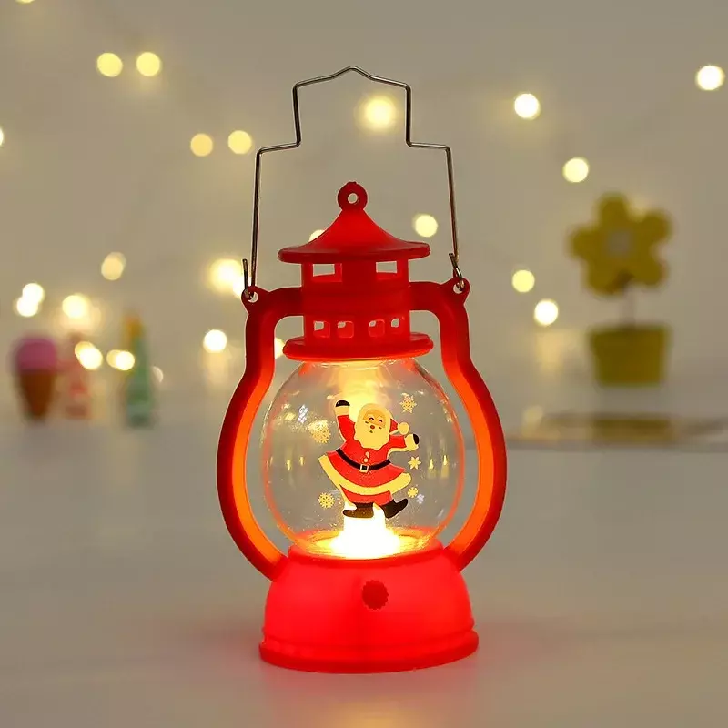 Lampki elektroniczne LED świąteczne dekoracje lampiony dla koni przenośne małe lampki olejne choinka Santa świąteczna dekoracja na przyjęcie