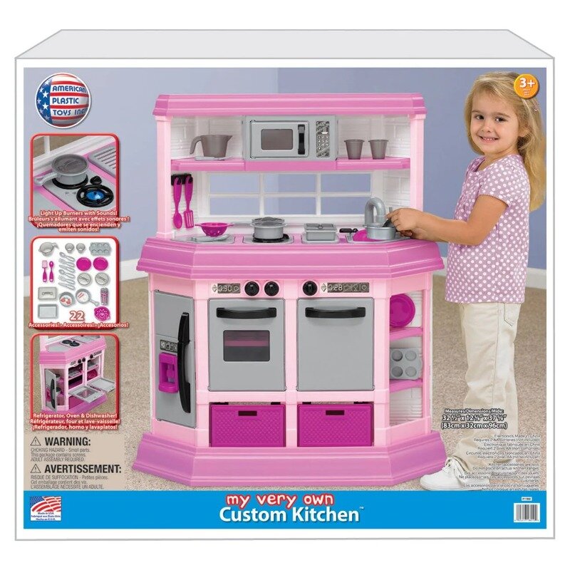 Kids Deluxe Custom Play Kitchen with 22 Piece Accessory Play Set