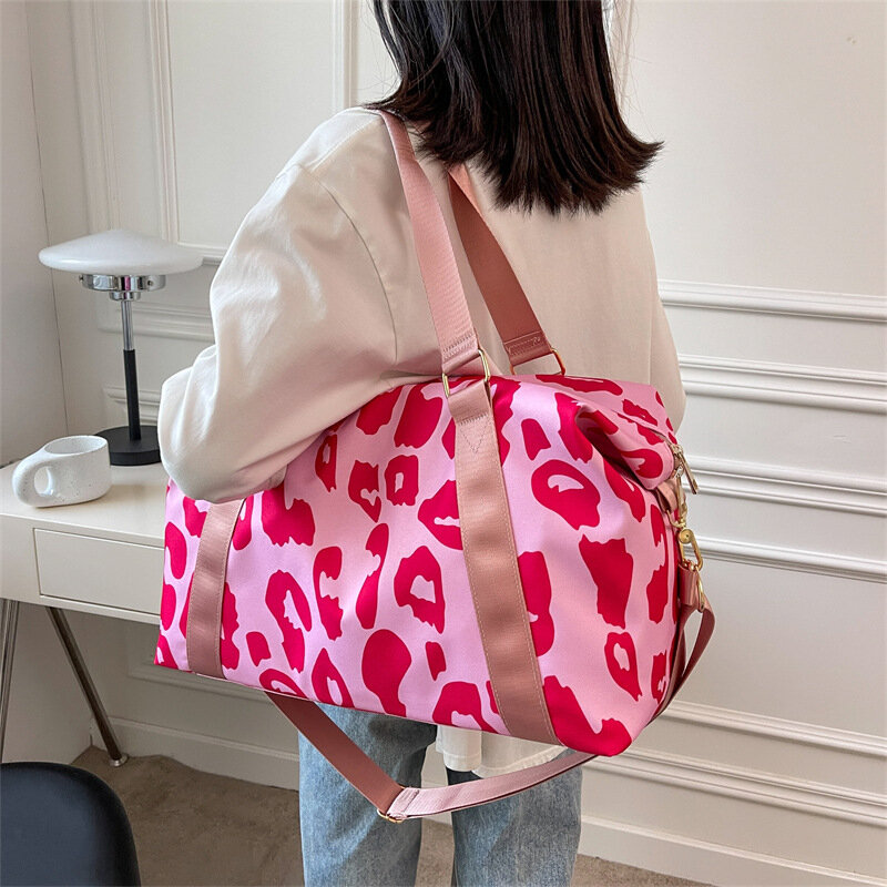 Leopard Waterproof Duffel Gym Tote Bag Large Capacity Fashion Handbag Fitness Bag Outdoor Business Trip Student Luggage Bag