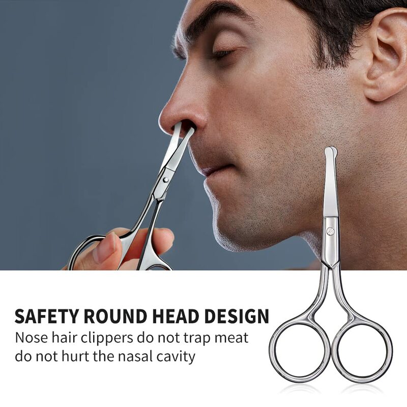 Tesoura pequena, tesoura de sobrancelha, tesoura de cabelo do nariz design de ponta redonda, não vai machucar a cavidade nasal. Sci grooming profissional