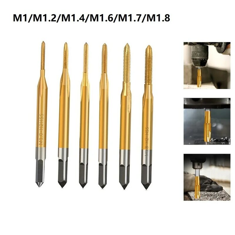 Straight Thread Tap M1-M1.8 HSS Titanium Coating Screw Tap Drill Bit For Assemble Furniture Machinery Manufacturing