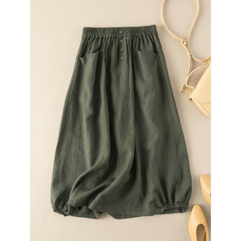 Skirts Womens 2023 Women's Summer New Solid Color Retro Skirts Literary Temperament High-waisted Thin Midi Skirt