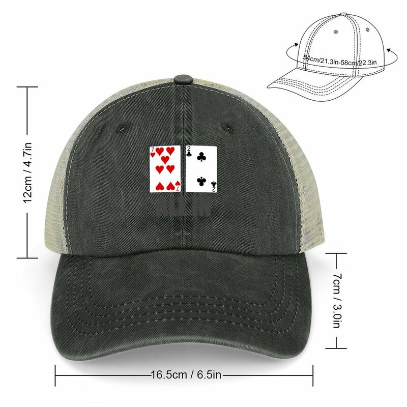 Poker - All in 7 2 Cowboy Hat Vintage Mountaineering tea Hat Mens Hats Women's