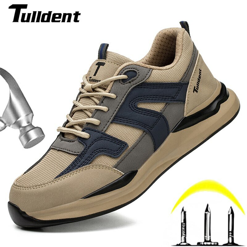 Zapatos de seguridad con punta de acero para hombre, zapatillas de trabajo antigolpes, ligeras, a prueba de perforaciones, indestructibles, envío directo