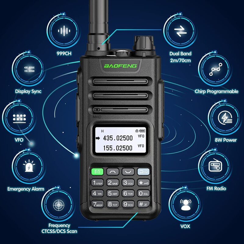 Baofeng-walkie-talkie UV 13 PRO V1, Radio bidireccional de alta potencia, Cargador USB de largo alcance de 16 KM, 199 canales, banda Dual, UHF, VHF, UV 5R