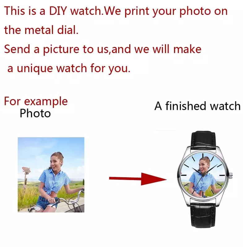 A4730 jam tangan foto kustom jam tangan DIY kedap air uniseks untuk pria wanita pecinta pasang gambar Anda sendiri hadiah ulang tahun sesuai selera