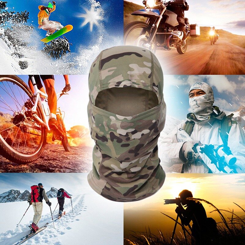 Full Face Tactical Camouflage passamontagna maschera sci Bike ciclismo caccia sciarpa Multicam Airsoft Cap Men Head Cover