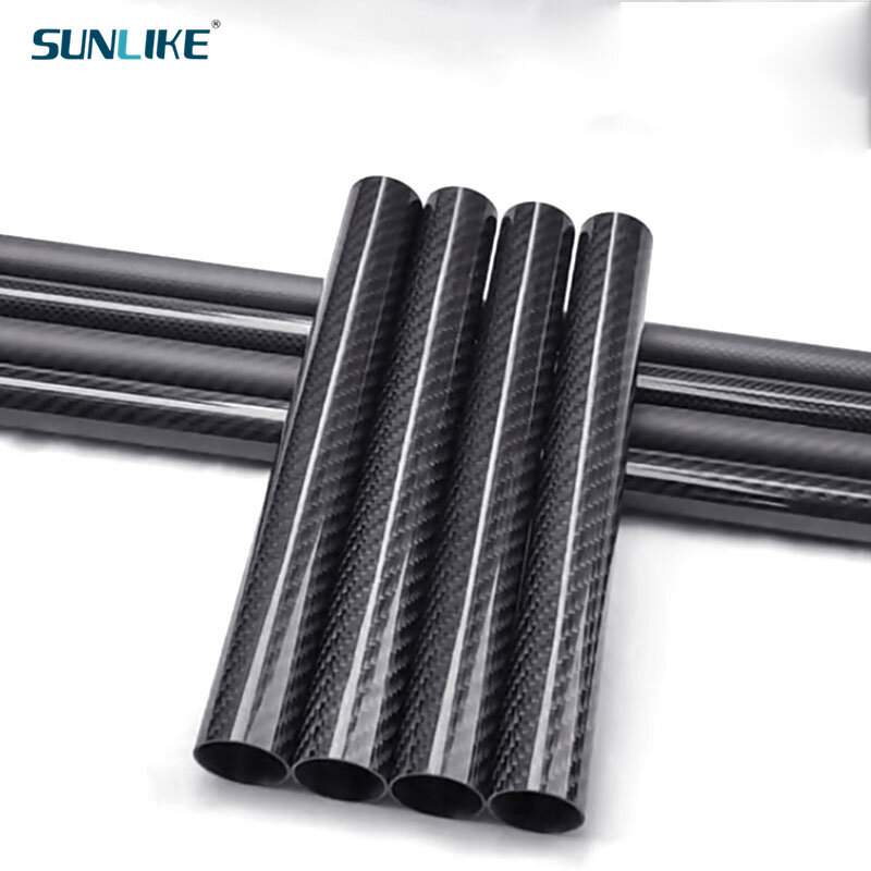 2PC Twill Glossy Carbon Fiber Tube Pipe Drone Accessories   OD4mm8mm12mm20mm30mm40mm50mm Length 500mm Factory  CNC Cutting