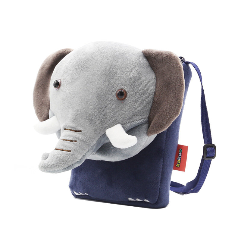 Mochila de hombro de dibujos animados para niños, bolso cruzado con diseño de elefante y Animal, monedero para teléfono