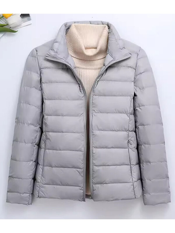 Damski płaszcz zimowy 2023 nowy ultralekki kurtki z puchu kaczego przenośny damski Puffer Parkas wiatroszczelny płaszcz puchowy dla damska odzież wierzchnia