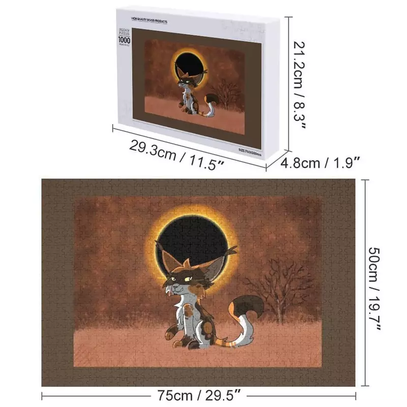 Tricolor cat with eclipse Jigsaw Puzzle Iq Personalize Custom Name Wood Customized Photo Puzzle