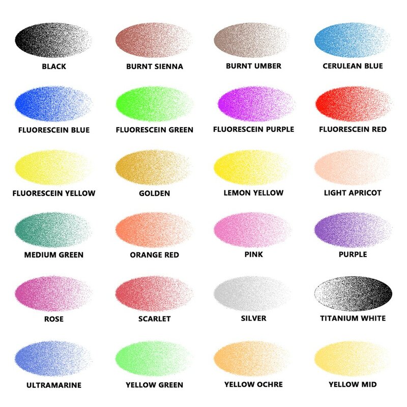 Sagud 24 Farben Airbrush-Farbset 30ml bereit zum Sprühen fluor zieren der Farben Acrylfarben-Kit auf Wasserbasis für Bastler und Künstler