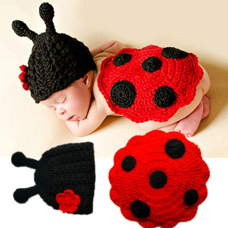 Newborn Ladybug Suit Costume Outfits 0 to 6 Months Hat, Cape Photography Props